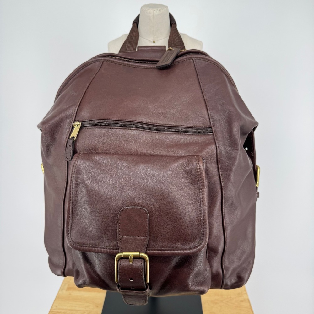 RARE Vintage Coach Old Mahogany Brown Leather XL Backpack Brass Hardware Japan